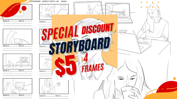 Gig Preview - Draw 4 frame storyboards or illustration for 5 dollars