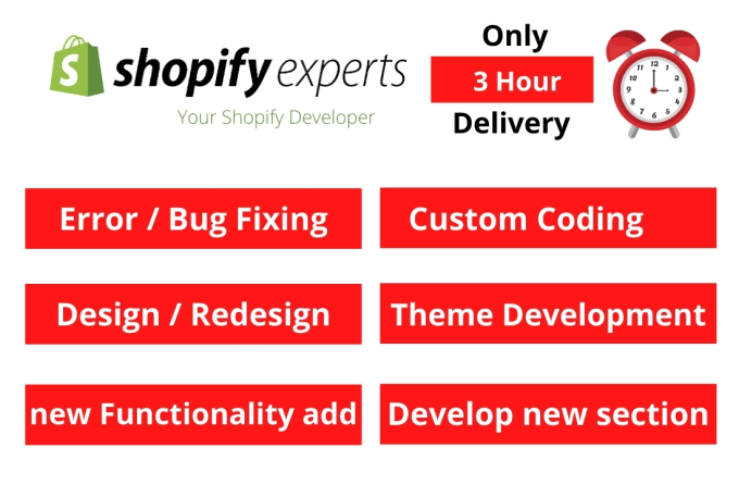 Gig Preview - Fix shopify bugs,shopify custom coding,add features with my shopify expert team