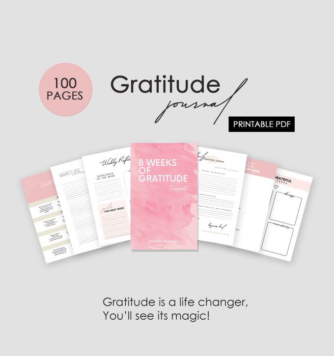 Gig Preview - Deliver a 100 pages gratitude journal and planner in pdf book