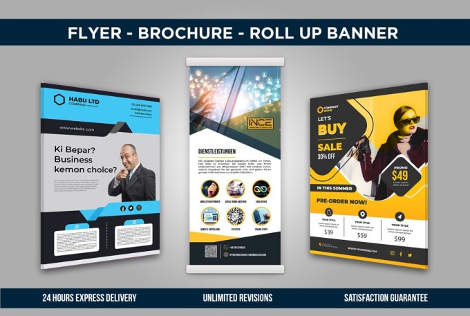 Gig Preview - Design business flyer brochure roll up banner