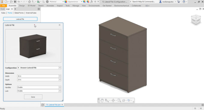 Gig Preview - Create furniture product configurator using  inventor ilogic