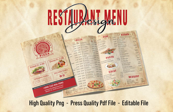 Gig Preview - Design professional modern restaurant menu, flyer design