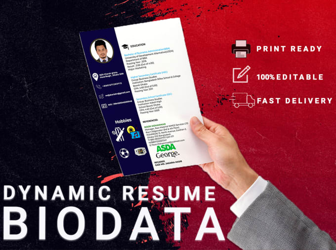 Gig Preview - Design dynamic resume and biodata