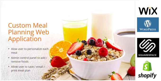 Gig Preview - Develop meal planning web application for wordpress wix