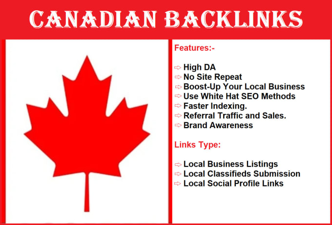 Gig Preview - Provide canadian links, ca backlinks, local off page seo guest post