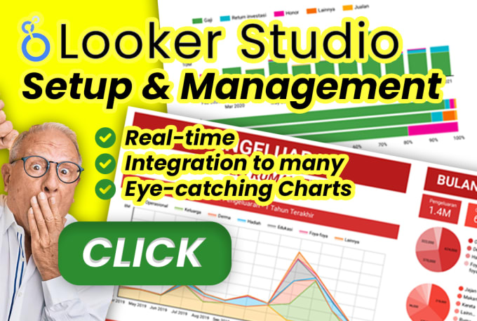 Gig Preview - Create dashboard google data looker studio for real time monitoring reporting