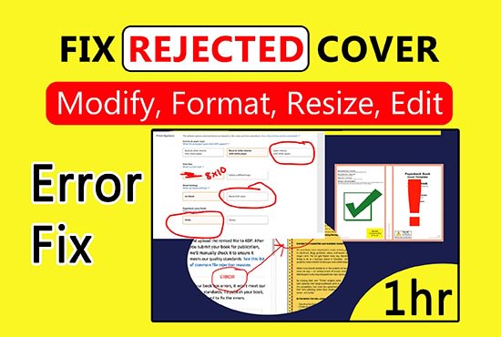 Gig Preview - Fix error, modify, resize, edit book cover, ebook cover, amazon KDP manuscript