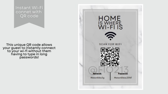 Gig Preview - Create a qr code to connect to wifi for your airbnb, vrbo