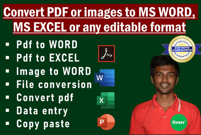 Gig Preview - Convert PDF or transcribe image to word excel or any file