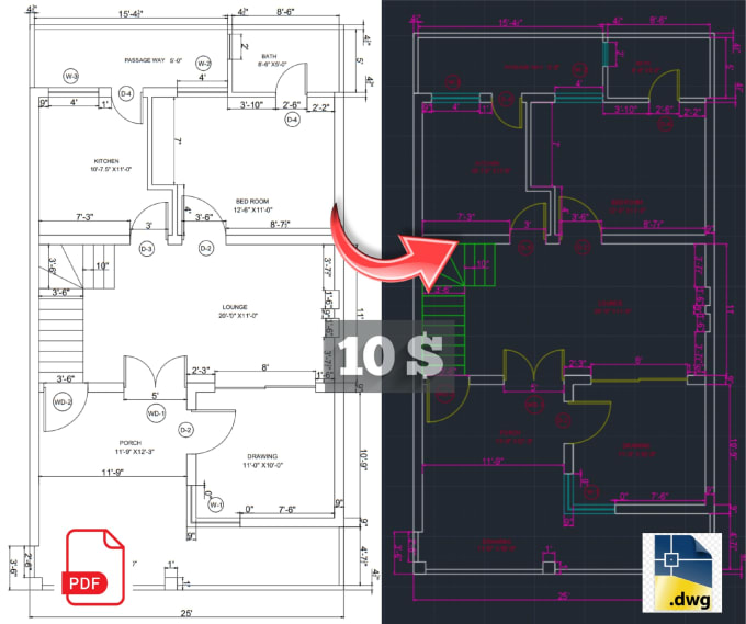 Gig Preview - Convert pdf, sketch drawing or image into cad file