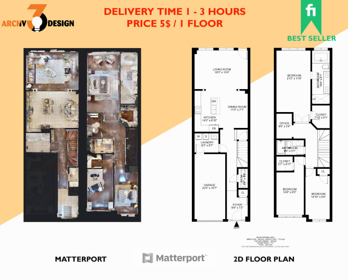 Bestseller - do 2d floor plan matterport, autocad revit architecture