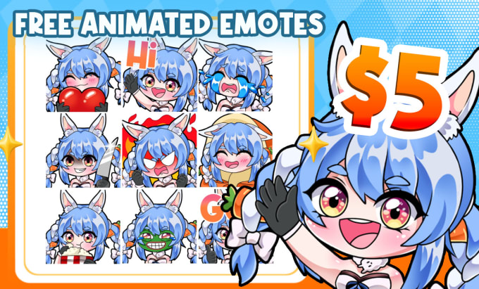 Gig Preview - Custom cutest chibi emotes animated and sub badges for your vtuber and twitch