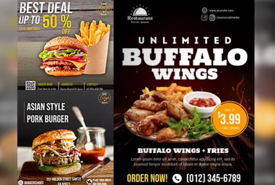 Gig Preview - Do restaurant social media designs, like covers or banners