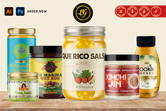 Gig Preview - Design jar label, tin label, sauce label, sauce packaging and honey label design