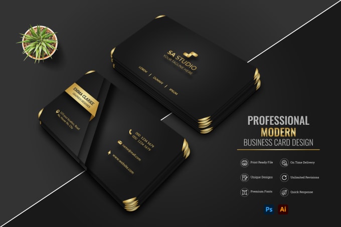 Gig Preview - Do professional modern luxury unique business card design for you