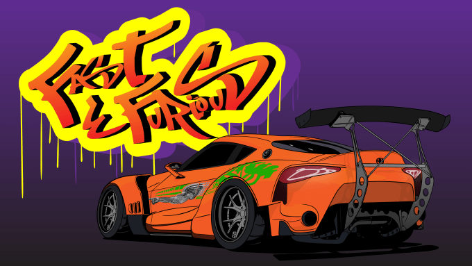 Gig Preview - Do vector car drawing, sketch with eye catching graffiti