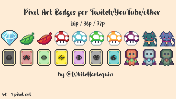 Gig Preview - Create pixel art badges for you