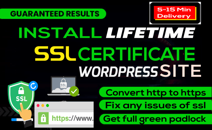 Gig Preview - Install the http to https install ssl certificate or ssl fix wordpress site