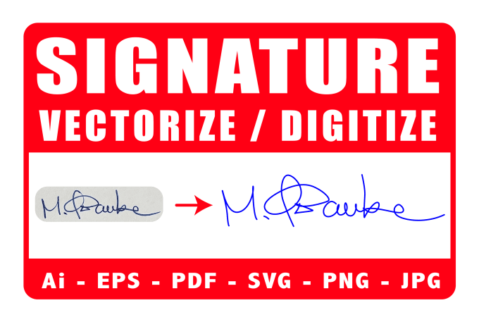 Gig Preview - Digitize signature vector signature vectorize signature handwriting handnote