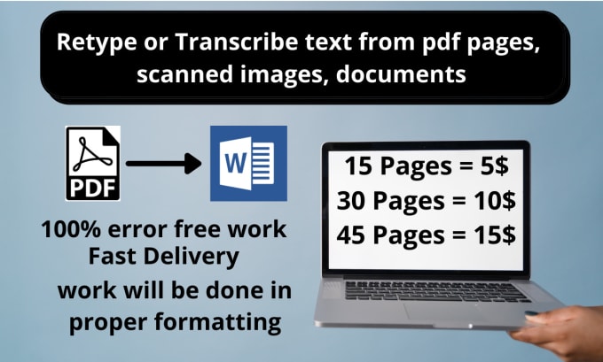 Gig Preview - Retype or transcribe text from pdf pages, scanned images, documents