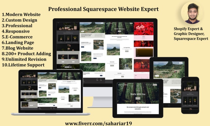 Gig Preview - Design a professional squarespace website for you