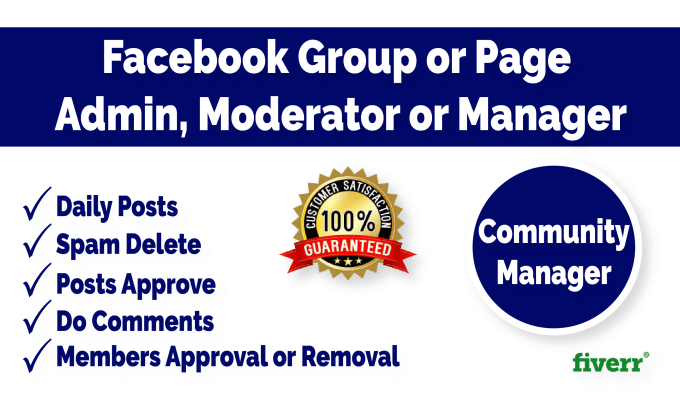 Gig Preview - Be your facebook group or page admin moderator or community manager