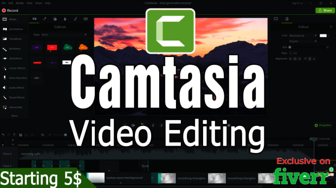 Gig Preview - Do camtasia video editing or screen recording within 12 hrs