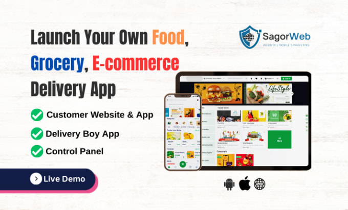 Gig Preview - Build mobile app development for grocery food ecommerce app