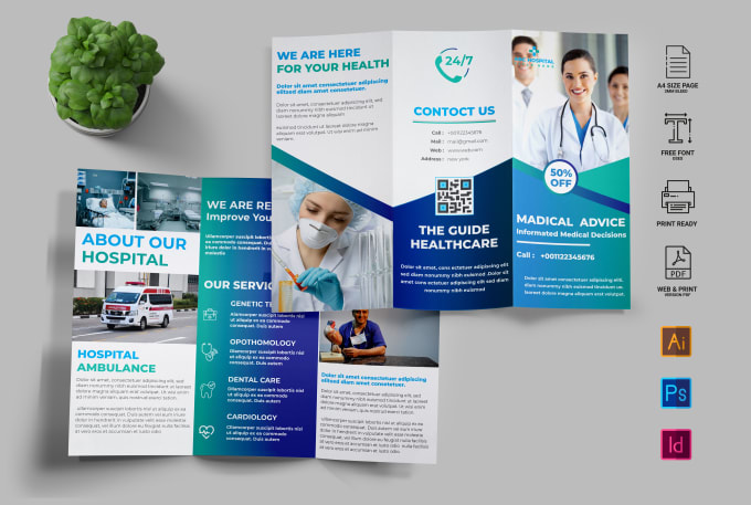 Bestseller - design technology medical business bifold, trifold brochure, flyer, catalog