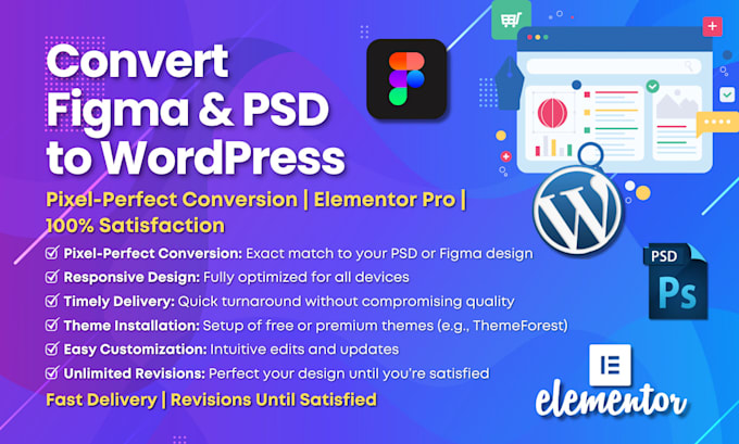 Gig Preview - Figma to elementor wordpress website, responsive and fast