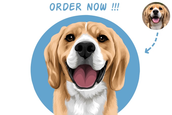 Gig Preview - Make vector illustration dog cat animal pet cartoon portrait