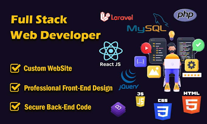 Gig Preview - Be your full stack web developer in front end and back end