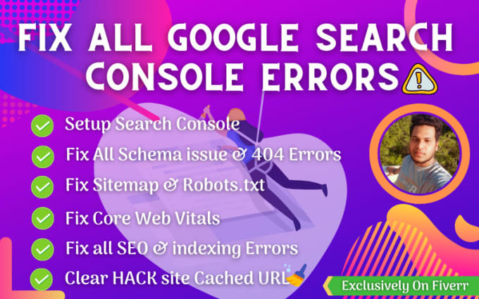 Gig Preview - Fix all google search console errors and setup webmaster tool