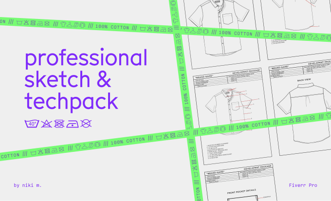 Gig Preview - Create 1 sketch and techpack for your fashion design idea