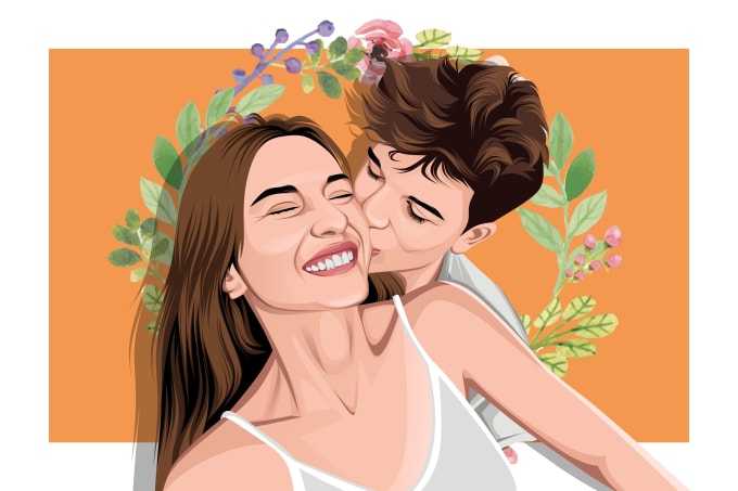 Bestseller - draw awesome couple portrait from your photo