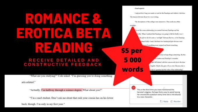 Gig Preview - Beta read your romance or erotica novel