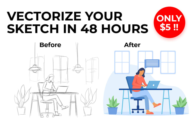 Gig Preview - Vectorize or vector tracing your sketch in 48 hours