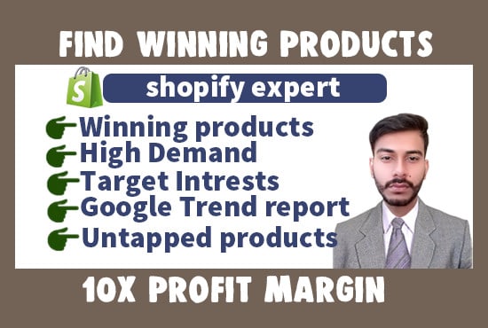 Gig Preview - Find shopify dropshipping winning products, shopify winning product research