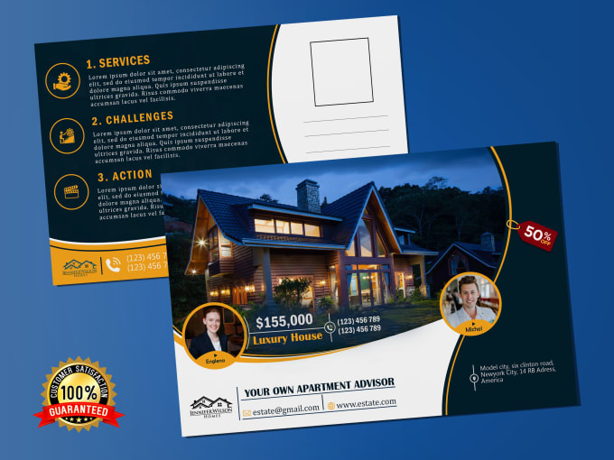 Gig Preview - Design real estate postcard, direct mail eddm in 24 hrs