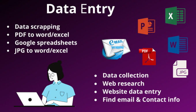 Gig Preview - Do data entry, data scraping, copy paste, pdf to word