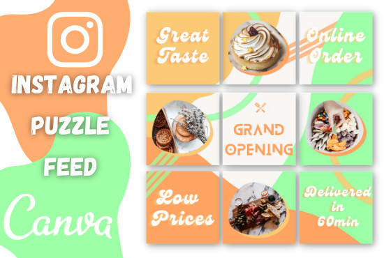 Gig Preview - Design instagram puzzle feed canva template