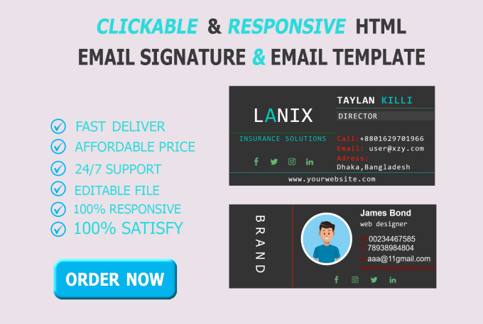 Gig Preview - Do clickable,responsive  email template,HTML email signature