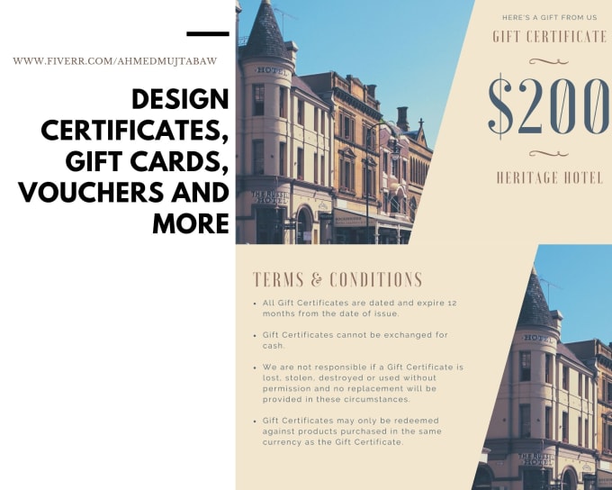 Gig Preview - Do gift cards, vouchers, certificate design in a day