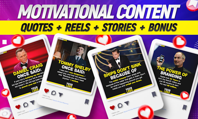 Gig Preview - Offer motivational success inspirational quotes for instagram