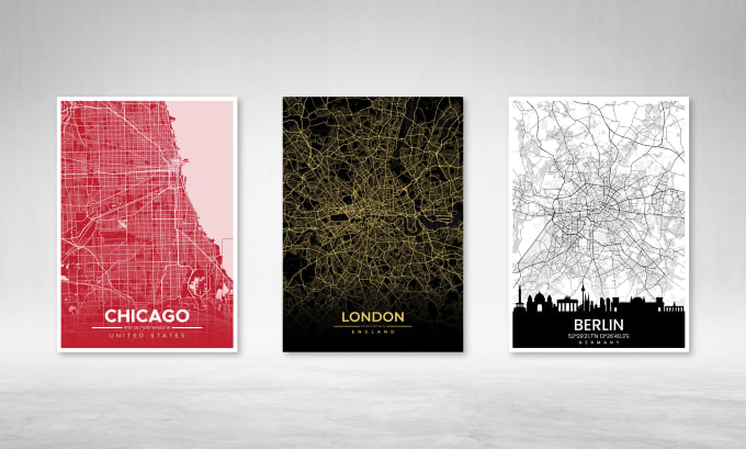 Bestseller - design a custom city map, wall poster, any city, any color