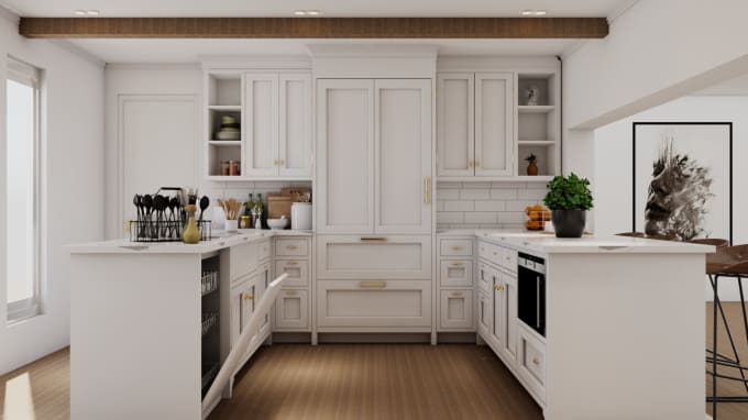 Gig Preview - Do kitchen or bath 3d model with renders