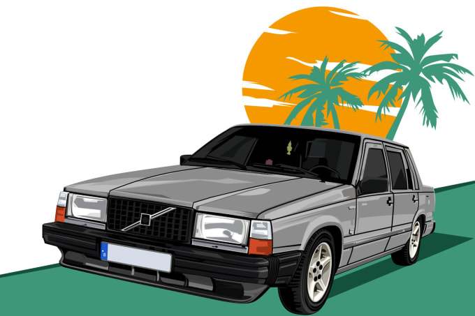 Gig Preview - Draw vector cartoon your classic car,retro car,vintage car