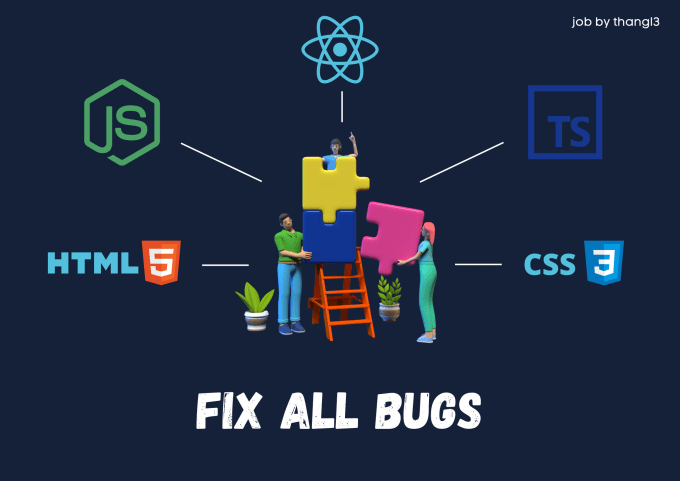 Gig Preview - Develop, fix bugs javascript, react, vue, nodejs for you