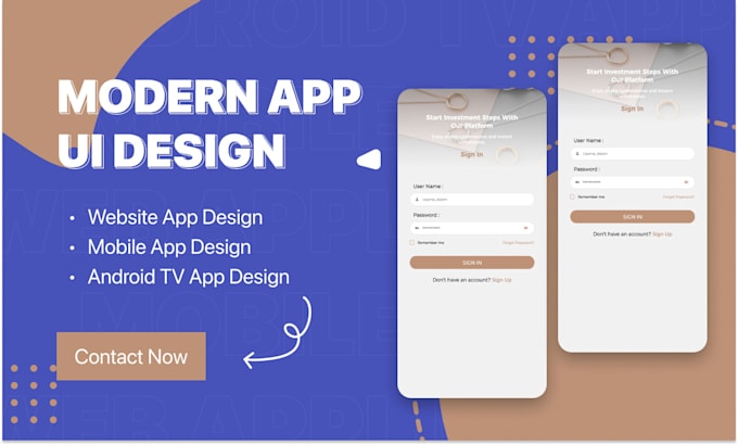 Gig Preview - Design modern best UI design for web, mobile, android TV app