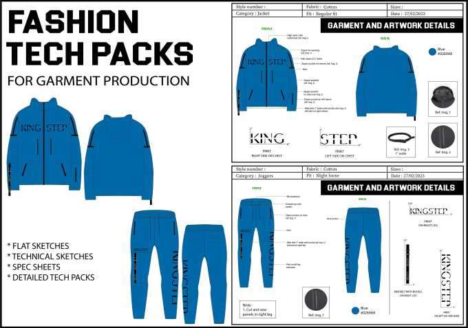 Gig Preview - Design tracksuits and co ords with detailed tech packs